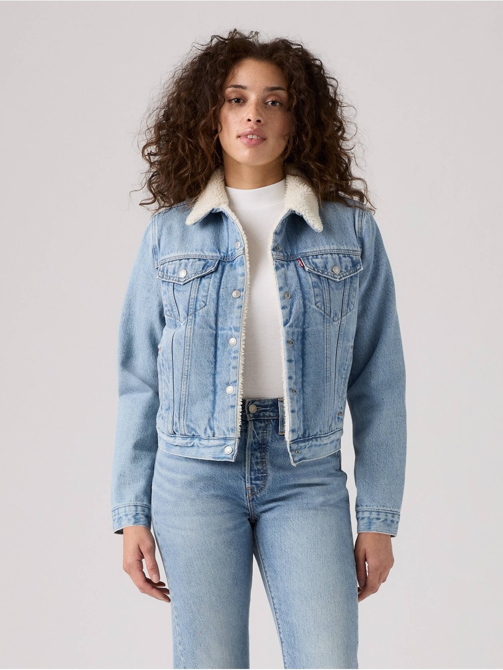 Levi’s Sherpa Lined Denim Trucker Jacket Blue Size L
